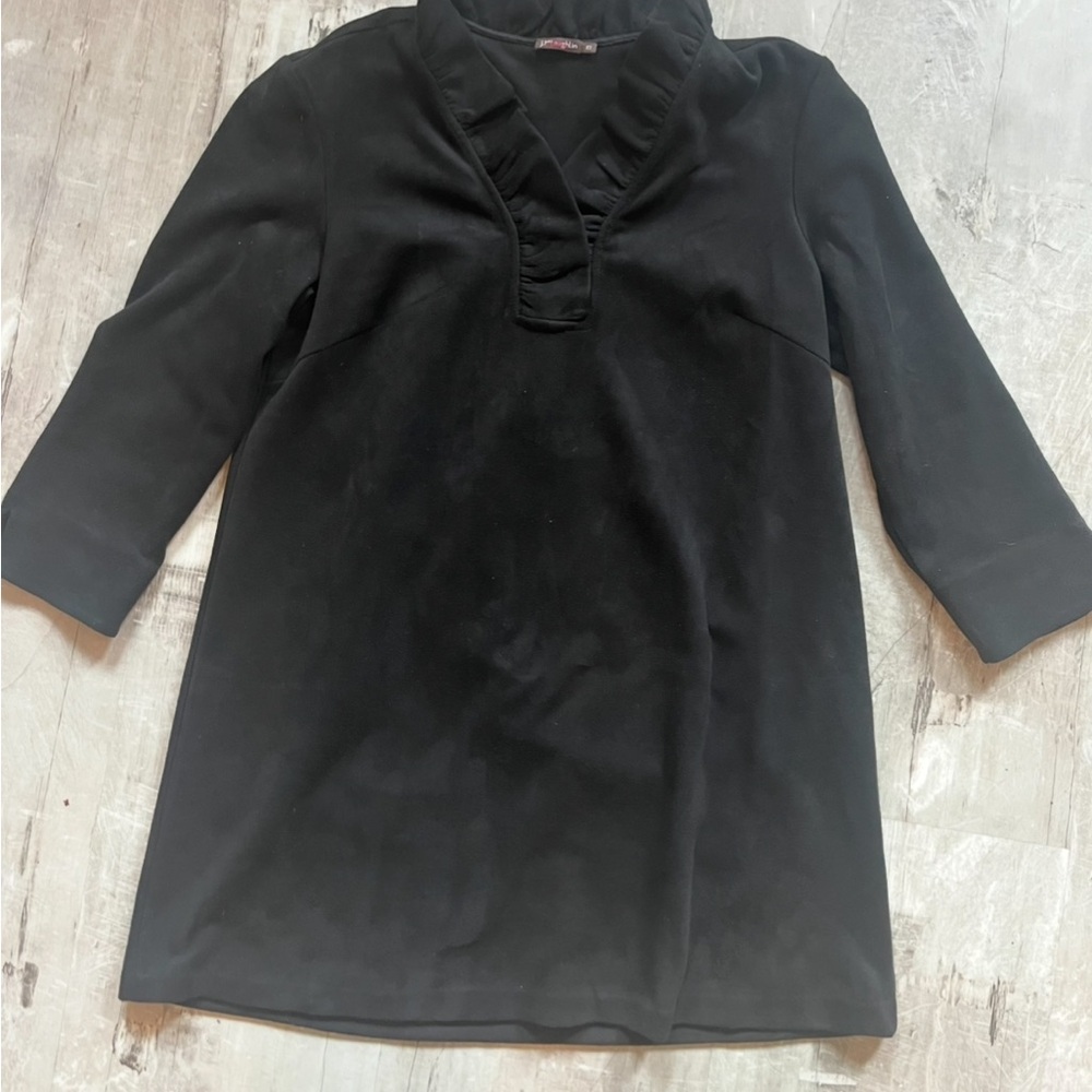J. McLaughlin Black Ruffled V-Neck Top Sz XS